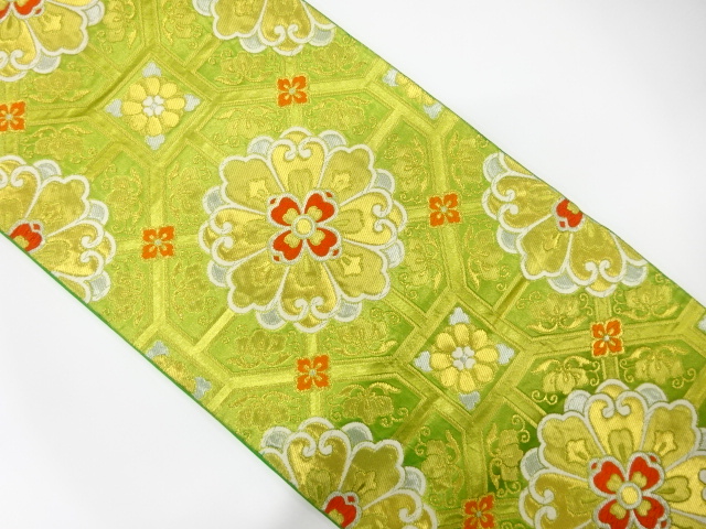 アンティーク　花蜀江模様織り出し袋帯（着用可）